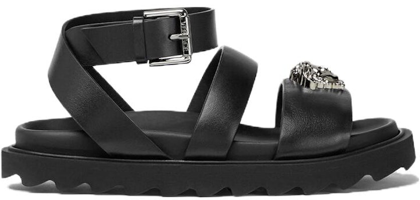 (Preschool) Versace La Medusa Leather Open-Toe Buckle Comfort Kid's Sandals 'Black' 1011156-1A00138_1B00P Order (Preschool) Versace La Medusa Leather Open-Toe Buckle Comfort Kid's Sandals 'Black' 1011156-1A00138_1B00P