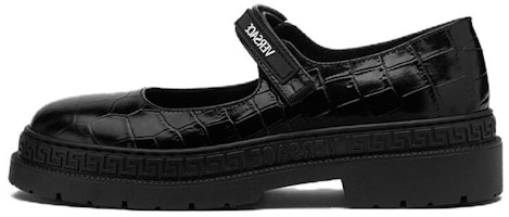 (Preschool) Versace Leather Round-Toe Buckle Comfortable Durable Casual Shoes 'Black' 1010972-1A09141_1B00P (Preschool) Versace Leather Round-Toe Buckle Comfortable Durable Casual Shoes 'Black' 1010972-1A09141_1B00P