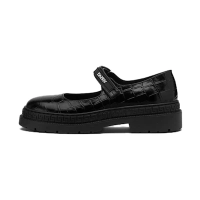 (PS) Versace Leather Round-Toe Buckle CMFTable Durable Casual Shoes 'Black'