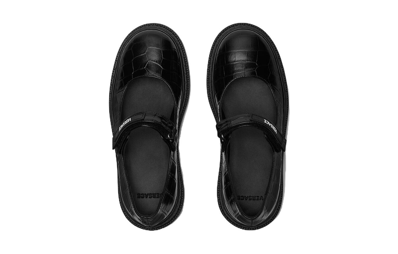 Lookbook 兒童 VERSACE范思哲 牛皮革 圓頭配扣舒適 耐磨 兒童休閒鞋 黑色