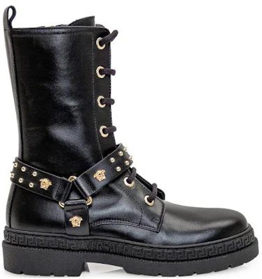 兒童 VERSACE 范思哲 牛皮 圓頭綁帶 中筒 兒童靴子 黑色 Order 兒童 VERSACE 范思哲 牛皮 圓頭綁帶 中筒 兒童靴子 黑色