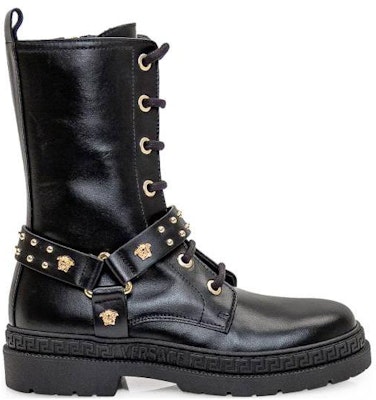 (Preschool) Versace Mid-Top 'Black Leather Lace-Up' Boots 10110161A060931B00V Order (Preschool) Versace Mid-Top 'Black Leather Lace-Up' Boots 10110161A060931B00V