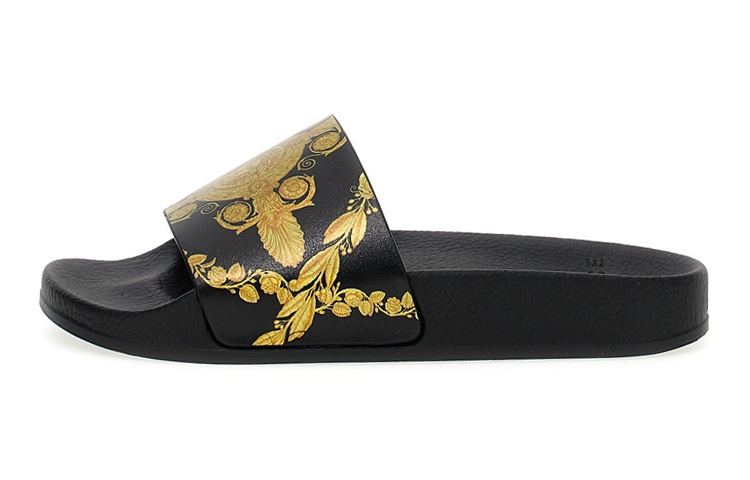 Buy (PS) ヴェルサーチ ラバースライド (黒/金) 1000255-1A07127_5B000