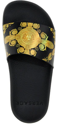 (PS) Versace Gummi Print Sandalen ''Schwarz Gold'' 1000255-1A07127_5B000 Shop (PS) Versace Gummi Print Sandalen ''Schwarz Gold'' 1000255-1A07127_5B000