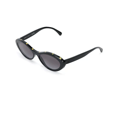 【Prescription Available】 CHANEL Cat-Eye Sunglasses with Logo - Unisex, Black. CH5416-1712-S6