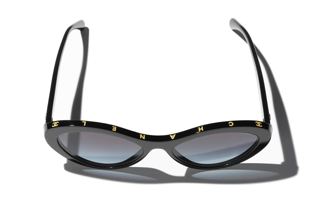 Shop 【可配度数】CHANEL 香奈儿黑色猫眼太阳镜 带标识 男女通用款 CH5416-1712-S6