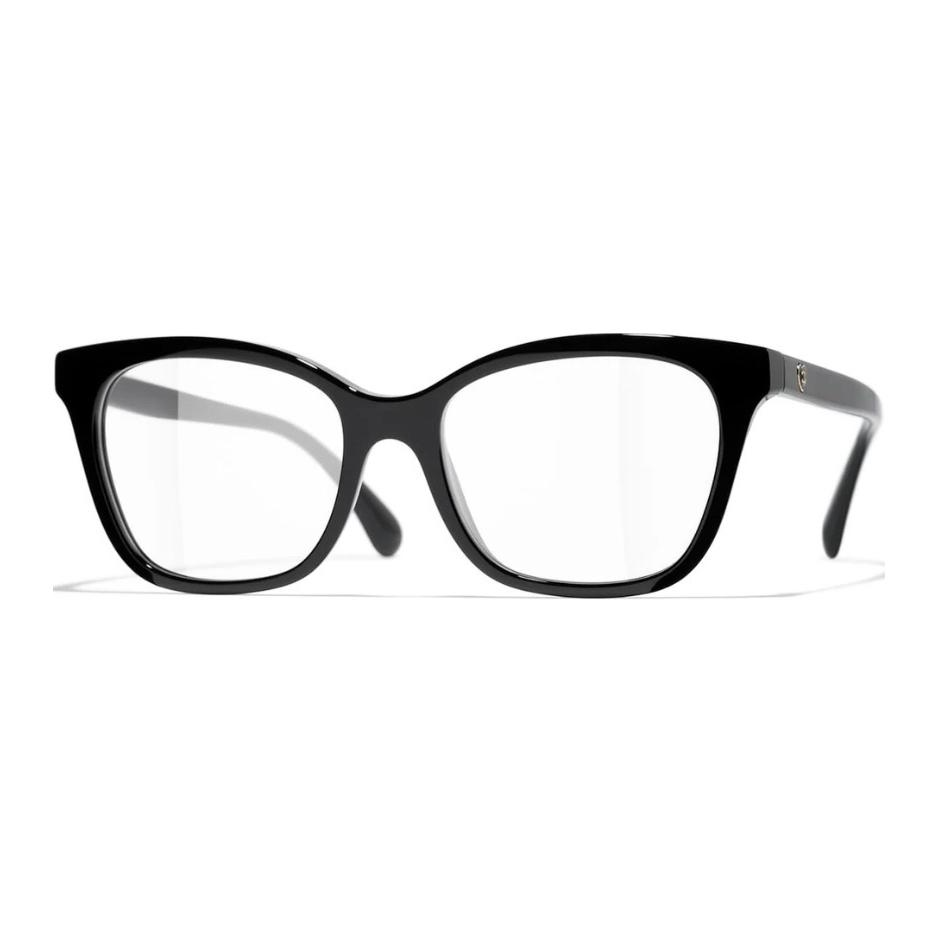 CHANEL Logo Acetate Irregular Optical Glasses Unisex Black ch3463