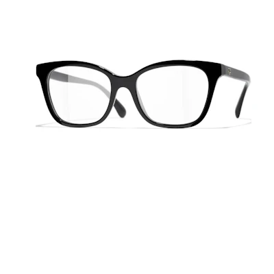 【Prescription Available】 CHANEL Logo Acetate Irregular Optical Glasses Unisex Black ch3463