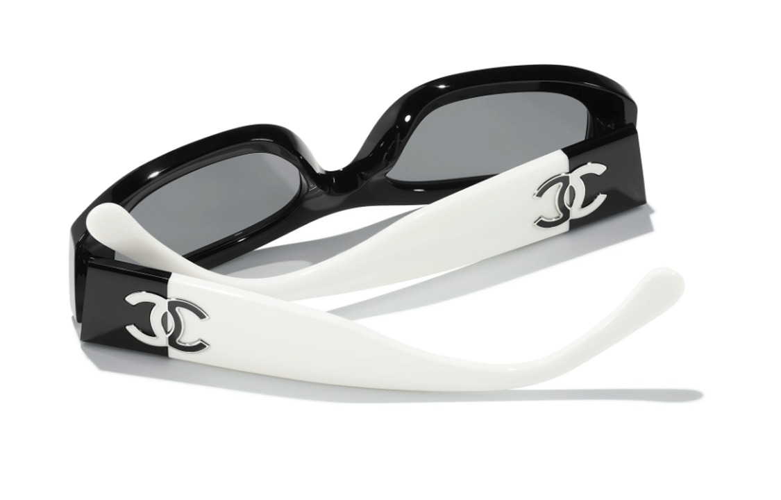 Shop 【可配近视】CHANEL 香奈儿不规则logo太阳镜 男女通用 黑色 A71619X02016S5628