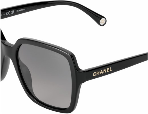 CHANEL Unisex Black Irregular Sunglasses with Gold Logo. CH5505-C622M3 Details for CHANEL Unisex Black Irregular Sunglasses with Gold Logo. CH5505-C622M3