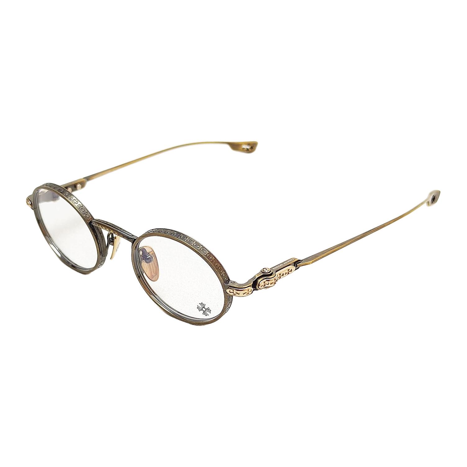 [Prescription Available] Chrome Hearts Silver Round Optical Glasses Gold Unisex HONEY DIPPED AG