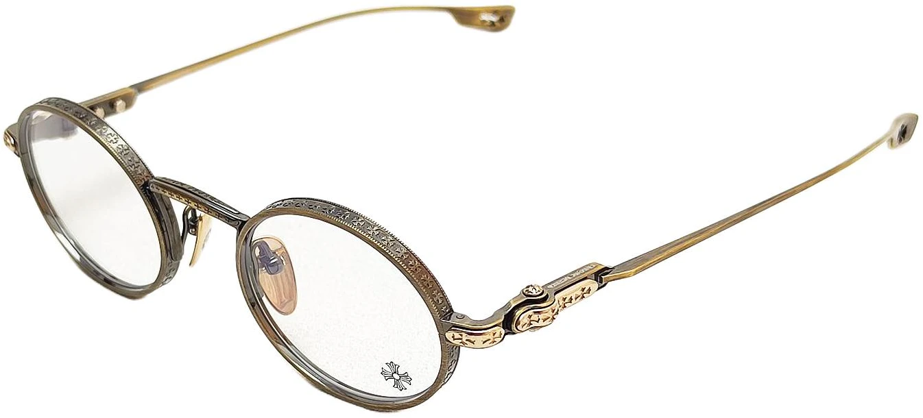 prescription-available-chrome-hearts-silver-round-optical-glasses-gold-unisex-honey-dipped-ag
