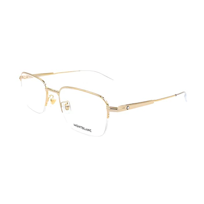 【Prescription Available】 MONTBLANC Gold Alloy Rectangle Optical Glasses for Men MB0220OA-005