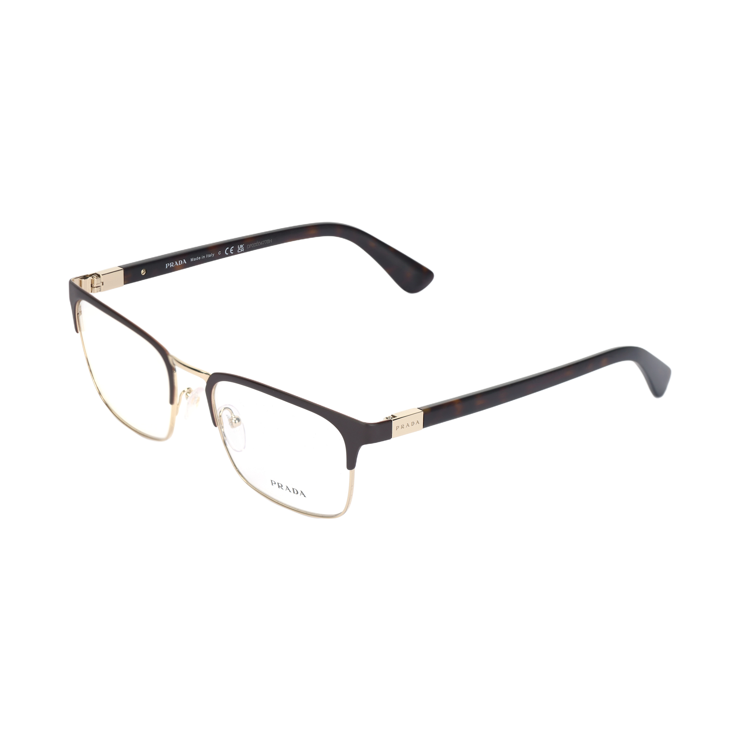 PRADA Rectangular Optical Glasses Black Gold Unisex 0PR54TV01U1O1