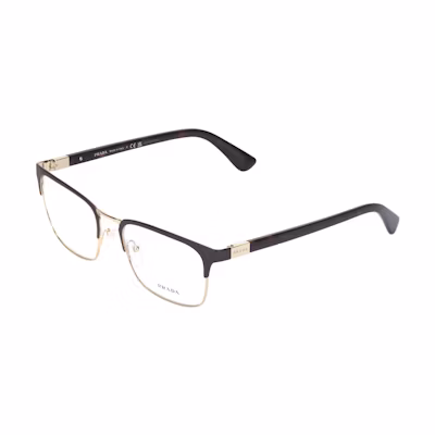 【Prescription Available】 PRADA Rectangular Optical Glasses Black Gold Unisex 0PR54TV01U1O1