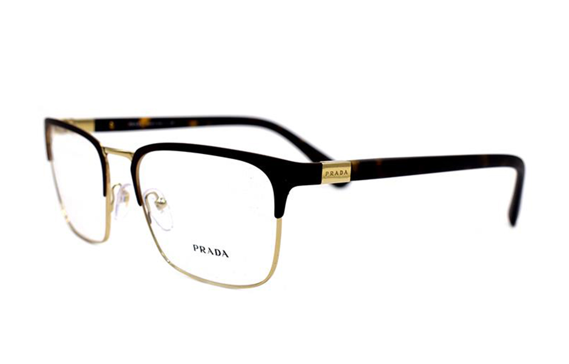 Order PRADA Rectangular Optical Glasses Black Gold Unisex 0PR54TV01U1O1