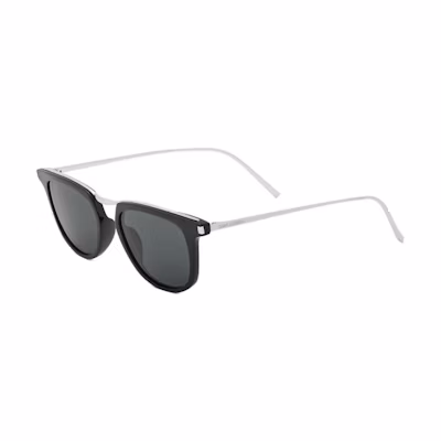 【Prescription Available】 SAINT LAURENT Oval Sunglasses Silver/Black Unisex Couples Style 810623Y99681006