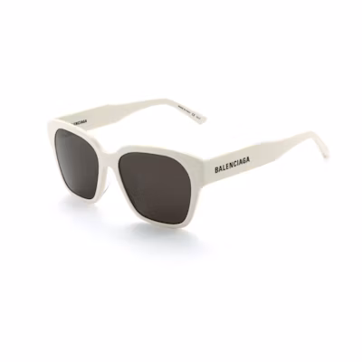 【Prescription Available】Balenciaga Logo Temple Butterfly Sunglasses White Unisex BB0215SA003