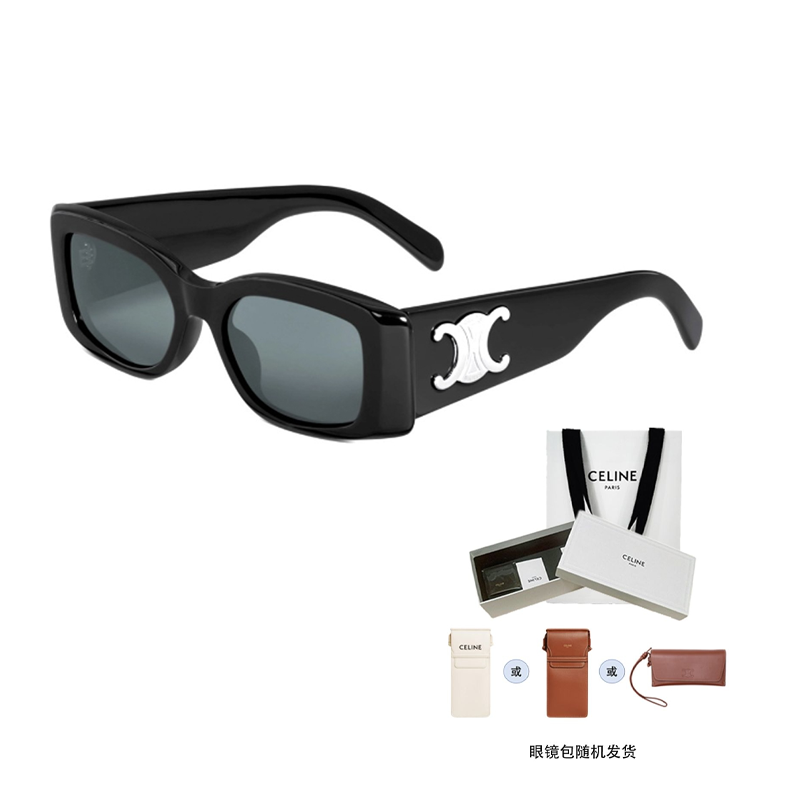 Details for 【可配近视】CELINE 黑色矩形太阳镜 男女同款情侣款式 CL40282U01a