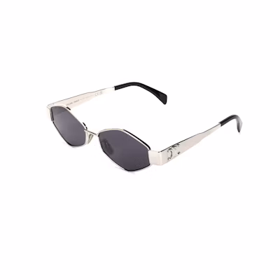 【Prescription Available】CELINE Triomphe Logo Metallic Irregular Sunglasses Silver CL40254U-16A
