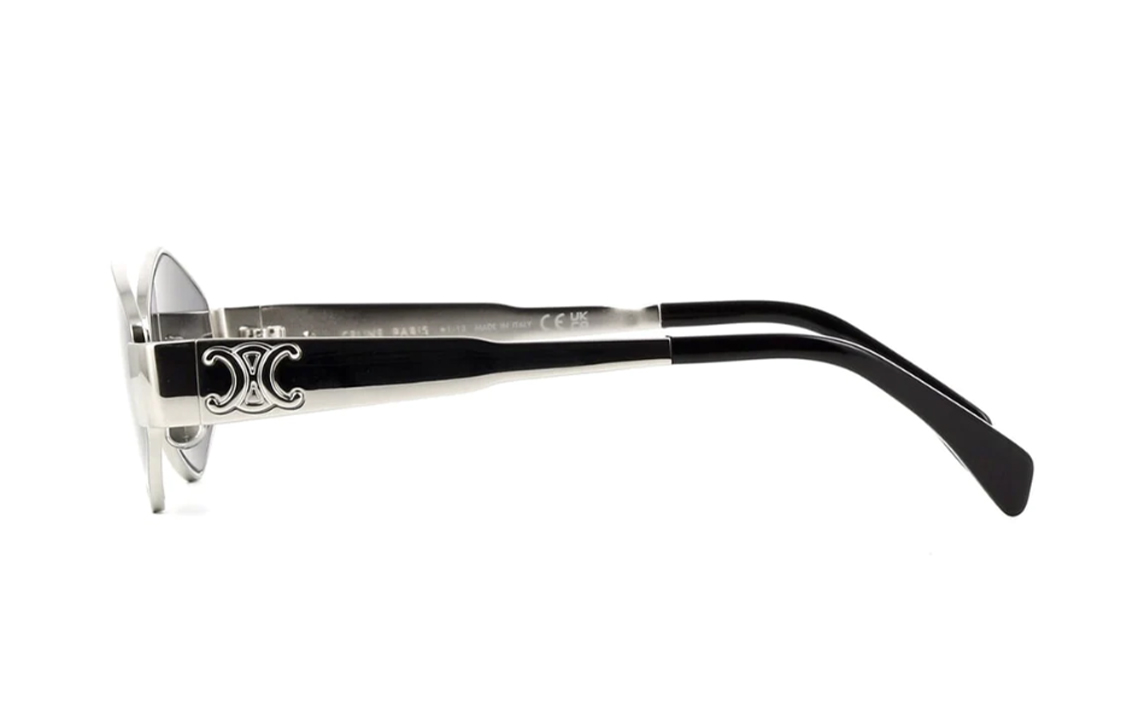 Shop 【可配镜】赛琳 Triomphe 标志金属不规则太阳镜 银色 CL40254U-16A