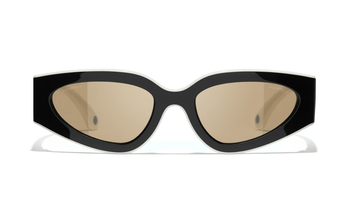 Lookbook 【可配镜片】CHANEL香奈儿黑色男女通用猫眼尼龙太阳镜带徽标细节 A71614X02081S5653