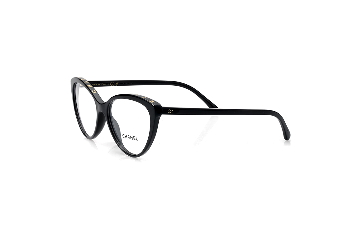 【Prescription Available】CHANEL Eyeglasses Cat-eye Oval Black Optical Glasses Unisex. CH3393C622