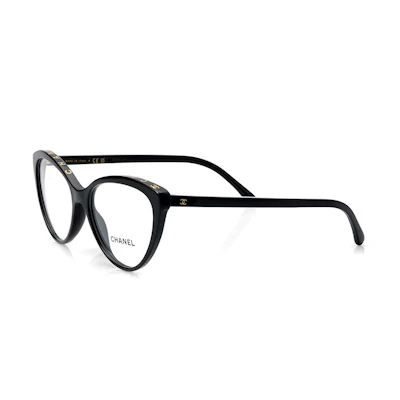 【Prescription Available】CHANEL Eyeglasses Cat-eye Oval Black Optical Glasses Unisex. CH3393C622