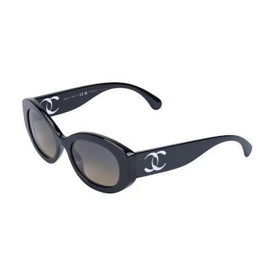【Prescription Available】CHANEL Logo Irregular Sunglasses Unisex Black C501/W1A71634X02111S0151