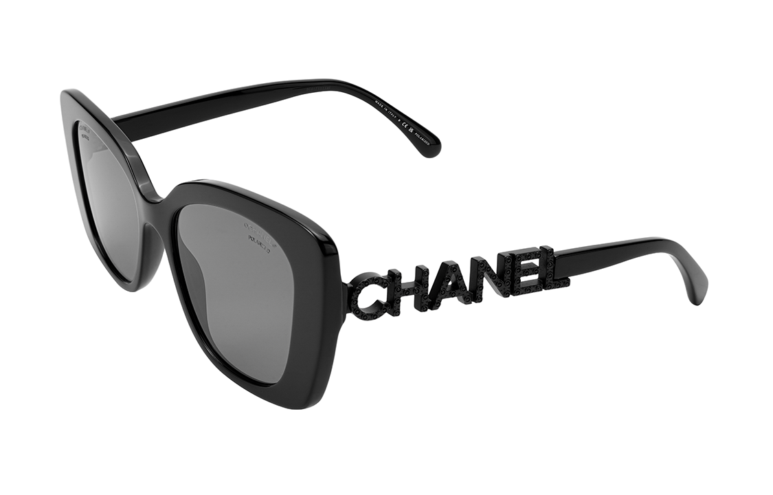 【Prescription Available】CHANEL Rectangular Oval Sunglasses Black/Grey Unisex CH5422BA-C501T8