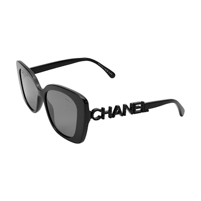 【Prescription Available】CHANEL Rectangular Oval Sunglasses Black/Grey Unisex CH5422BA-C501T8