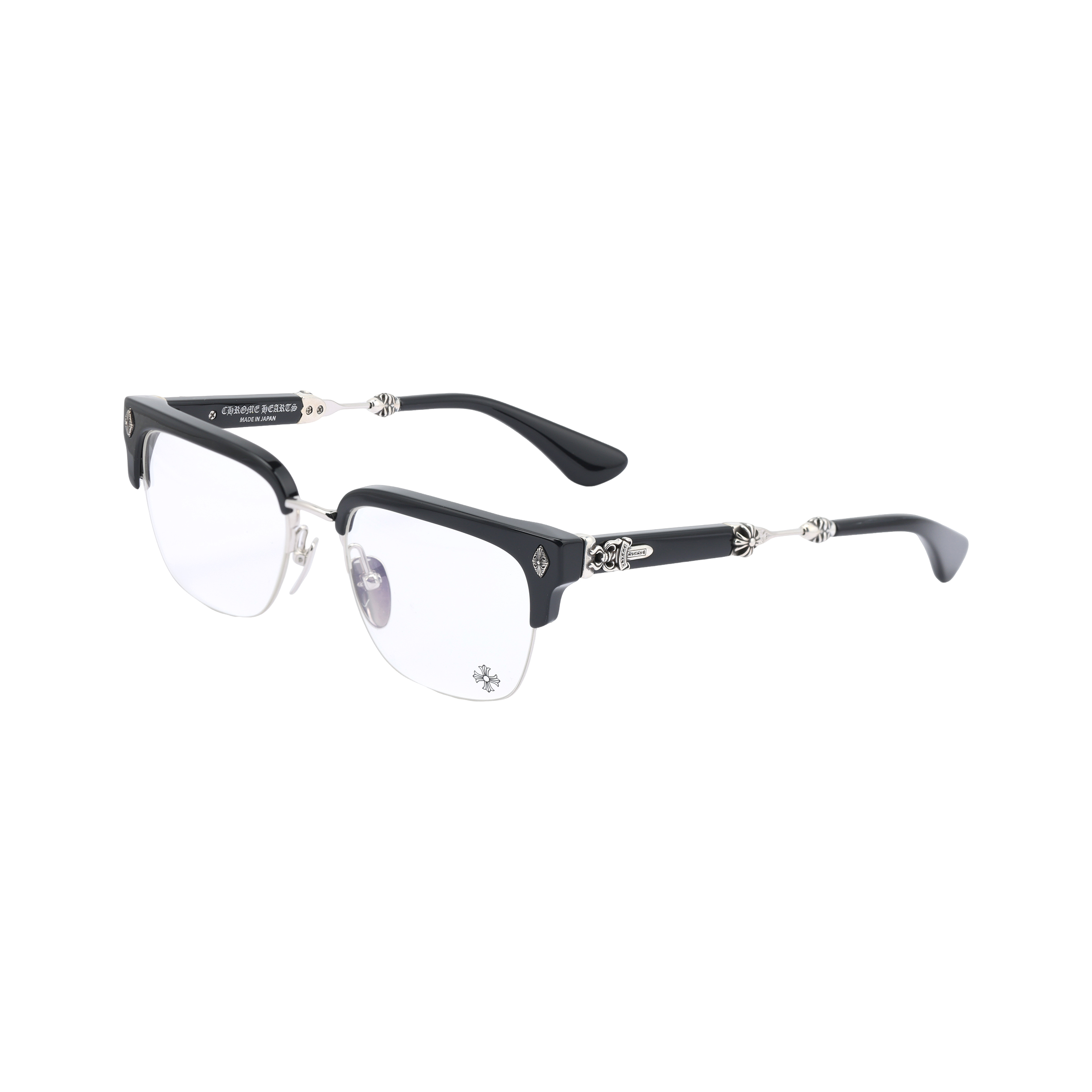 Chrome Hearts Vintage Square Optical Glasses Unisex EVAGILIST-Black/Shiny Silver