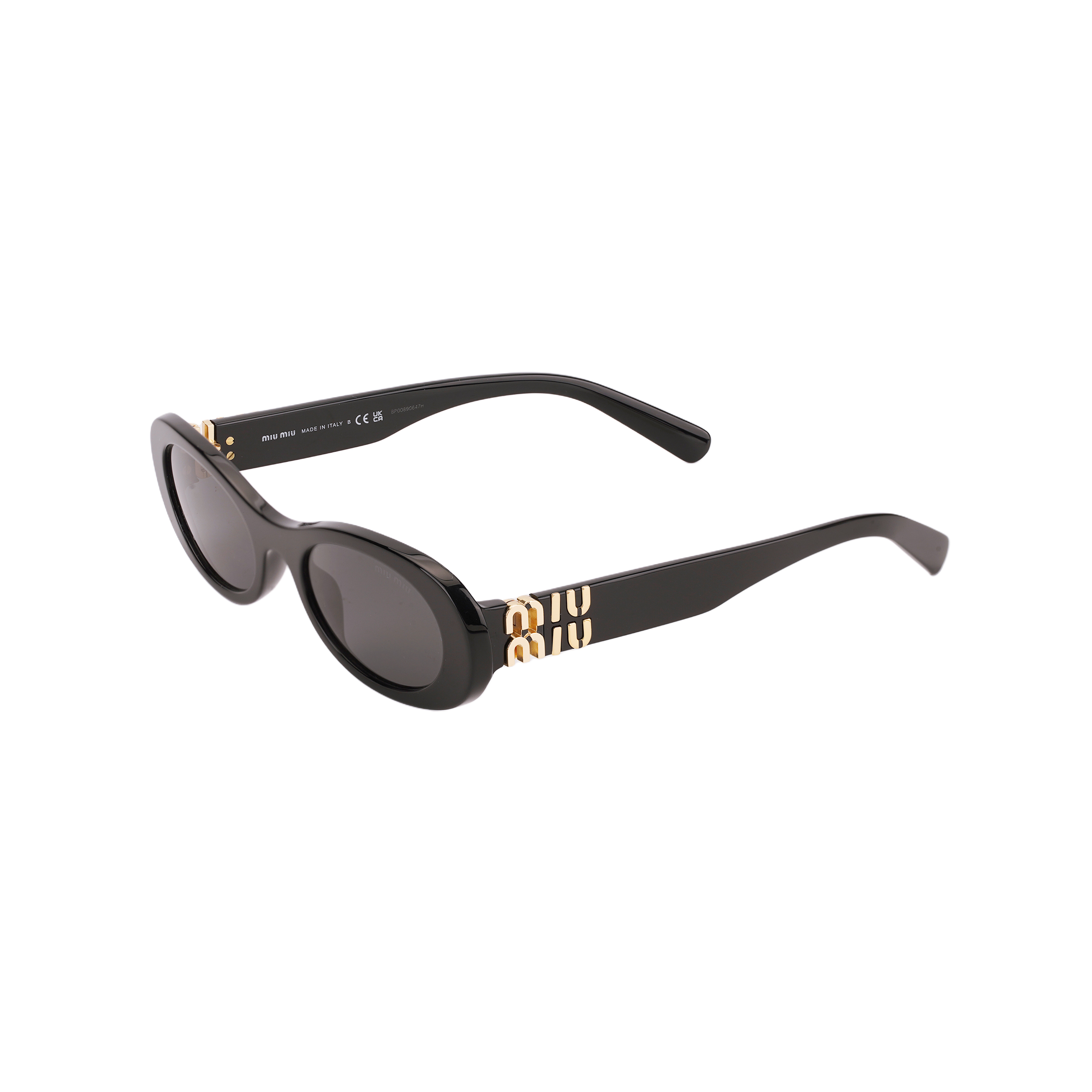 MIU MIU Logo Irregular Shape Acetate Sunglasses Unisex Black SMU06ZE1ABC050F05S0