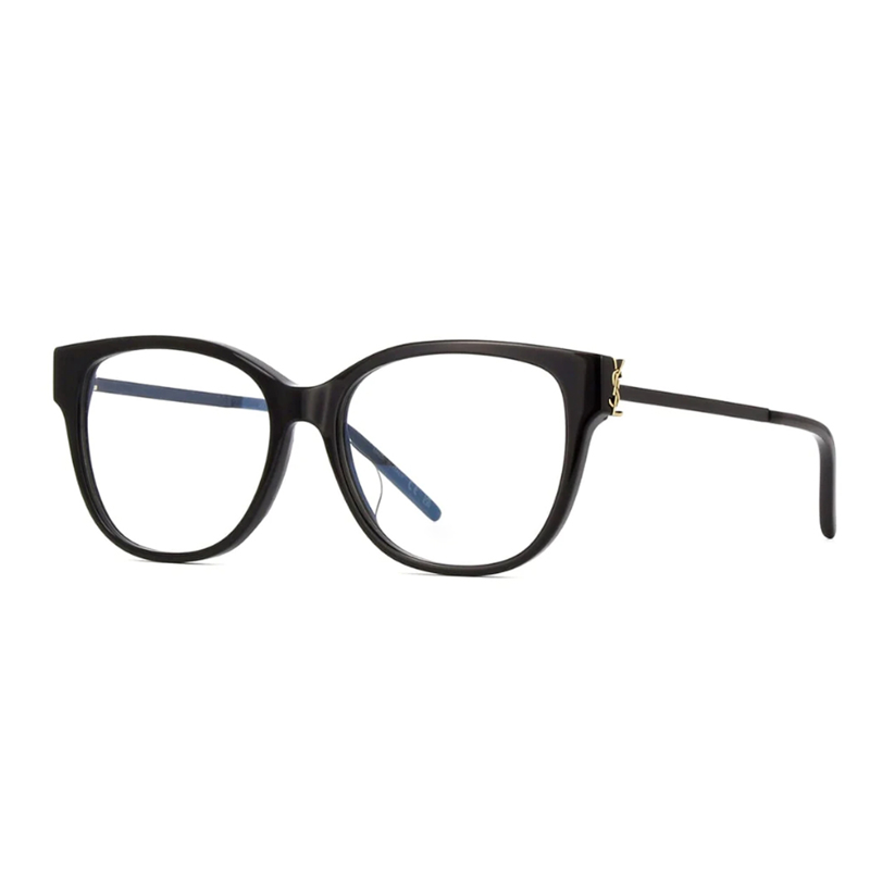 【Prescription Available】SAINT LAURENT Logo Print Irregular Optical Frames Unisex Black SLM48O-B/F-001