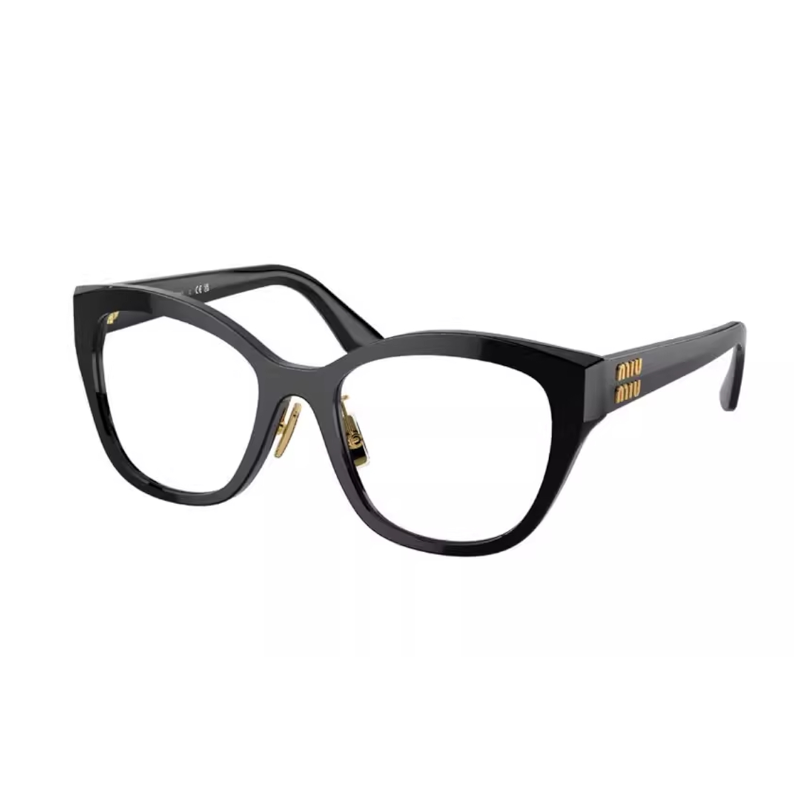 MIU MIU Unisex Black Irregular Optical Glasses with Logo. MU05XV1AB1O1
