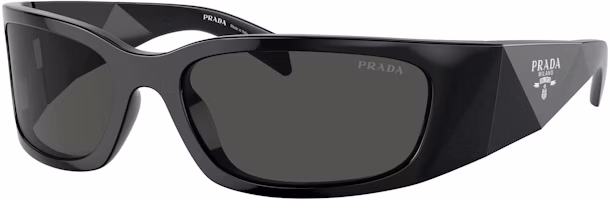 PRADA Unisex Black Sunglasses with Logo & Irregular Frame PRA19S1AB5S0 PRADA Unisex Black Sunglasses with Logo & Irregular Frame PRA19S1AB5S0