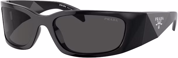 Order 【可配度數】PRADA 男女通用黑色墨鏡,搭配標誌及不規則鏡框 PRA19S1AB5S0