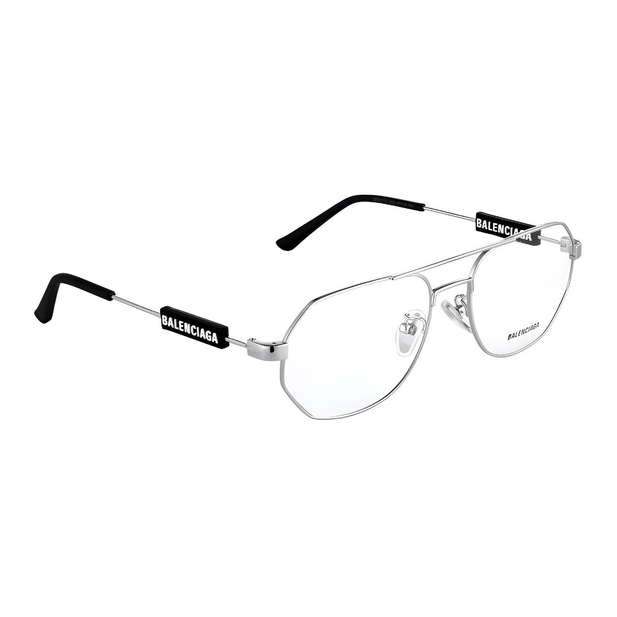【Prescription Compatible】Balenciaga Pilot-Style Optical Glasses Silver-Unisex BB0117O-002