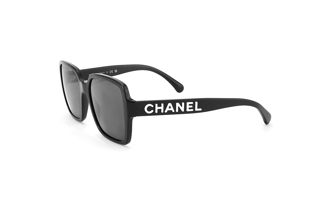 【Prescription Compatible】CHANEL Logo Square Frame Sunglasses Unisex Black CH5408-1026S4
