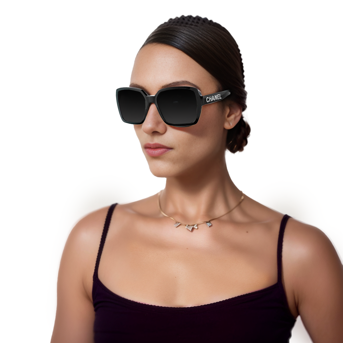 【Prescription Compatible】CHANEL Logo Square Frame Sunglasses Unisex Black CH5408-1026S4 圖 6