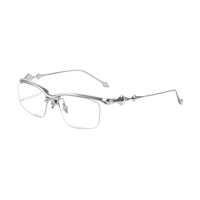 【Prescription Compatible】GENTLE MONSTER Kro BOLD Series Metallic Browline Glasses Silver Kro-02