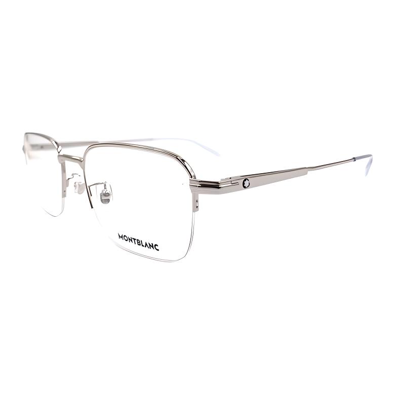 【Prescription Compatible】MONTBLANC Metal Half-Frame Rectangular Optical Glasses for Men MB0220OA-004