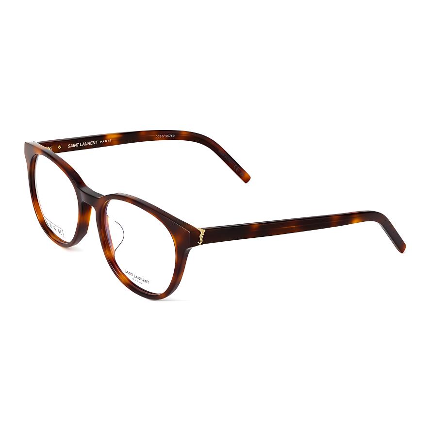 【Prescription Compatible】SAINT LAURENT Logo Print Oval Acetate Eyeglasses Tortoise. SL M111/F-002
