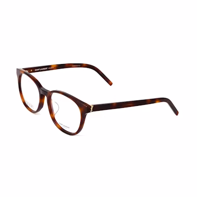 【Prescription Compatible】SAINT LAURENT Logo Print Oval Acetate Eyeglasses Tortoise. SL M111/F-002