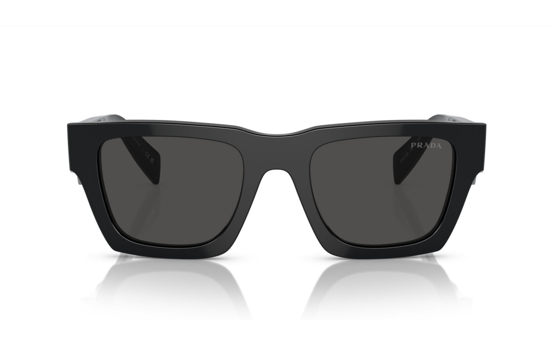Lookbook 【处方镜片可选】PRADA黑色不规则醋酸纤维太阳镜，带品牌标识。 PRA06S16K08Z
