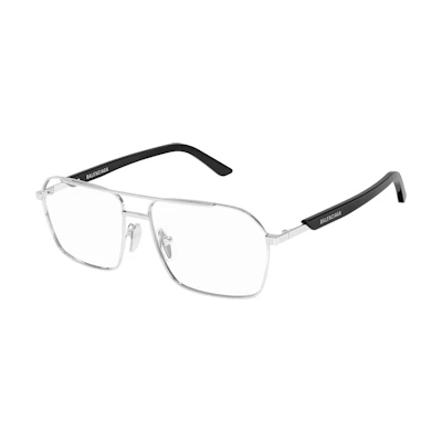 【Prescription Ready】Balenciaga Silver Metal Irregular Optical Glasses Frame Men. BB0248O001