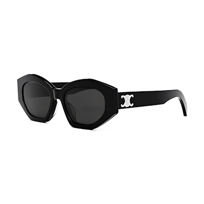 【Prescription Ready】CELINE Triomphe Logo Retro Irregular Sunglasses Black Unisex CL40238U-01A