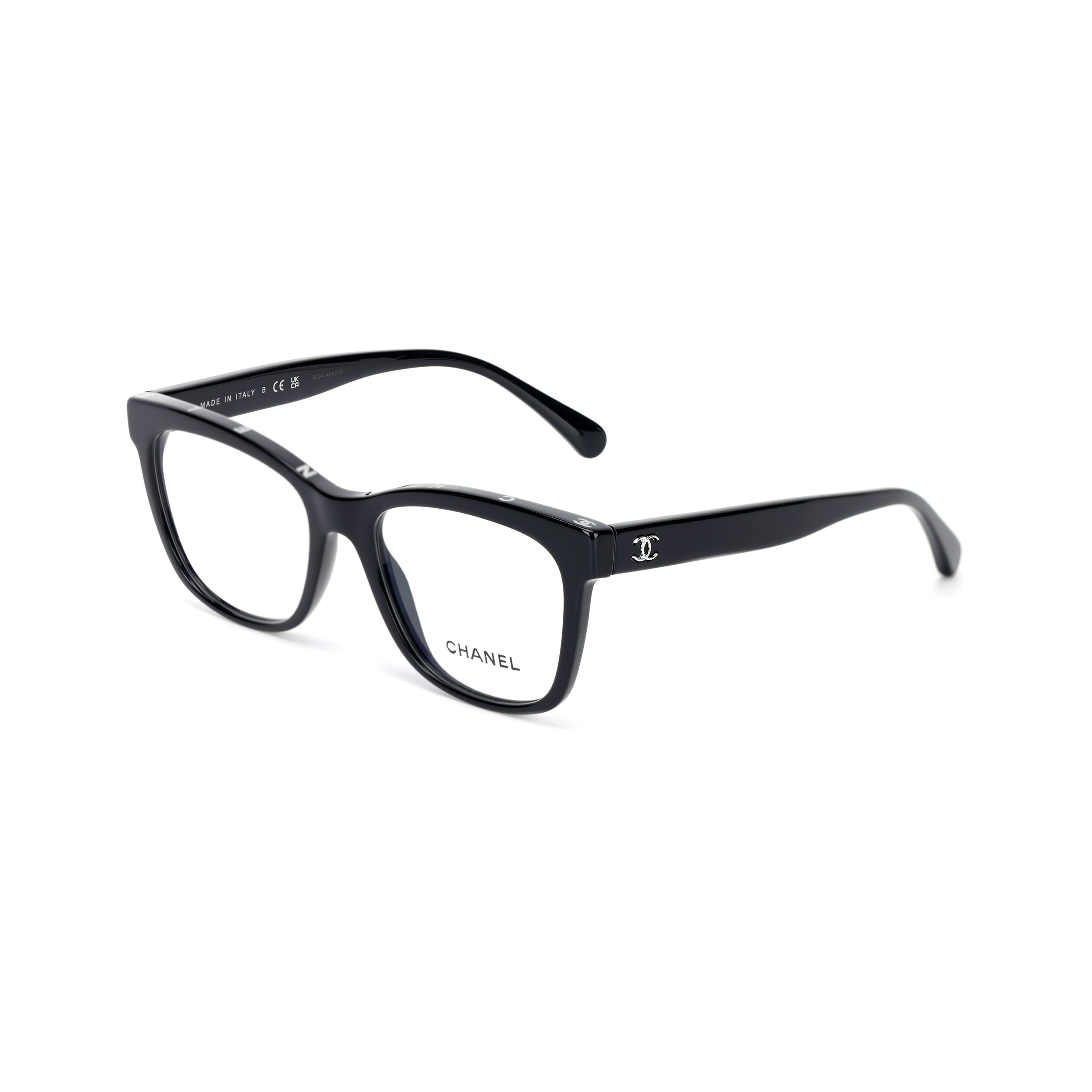 CHANEL Logo Acetate Irregular Optical Eyeglasses Black Men 3392C501