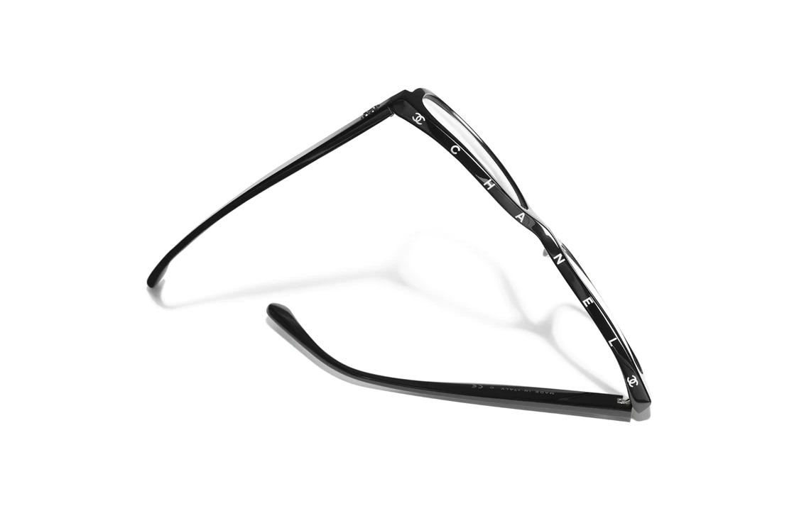 Purchase CHANEL Logo Acetate Irregular Optical Eyeglasses Black Men 3392C501