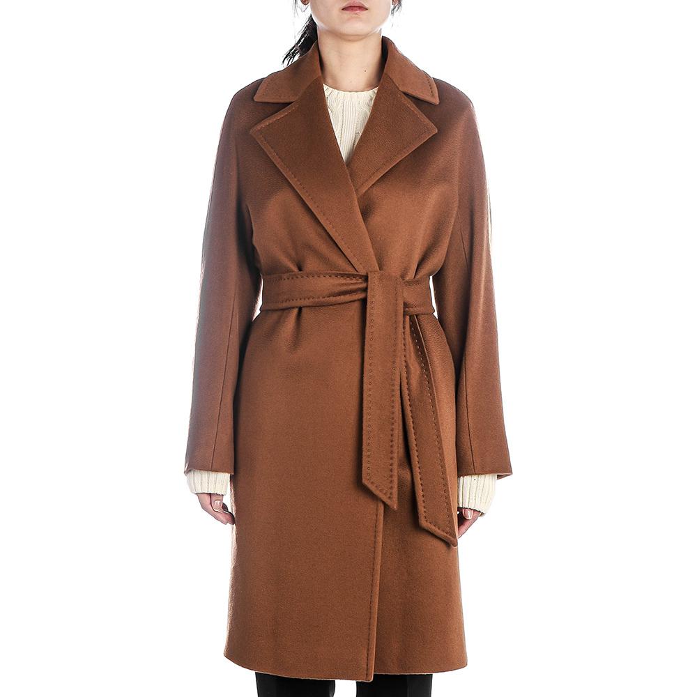 'S Max Mara MaxMara  Belted Long Coat in Solid Red-Brown Color 2416011091600-018 圖 2
